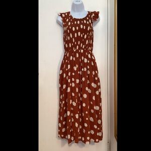 Rust Polka Dot Midi Dress